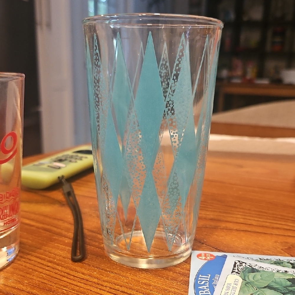2 Geometric Blue Glass Tumbler2